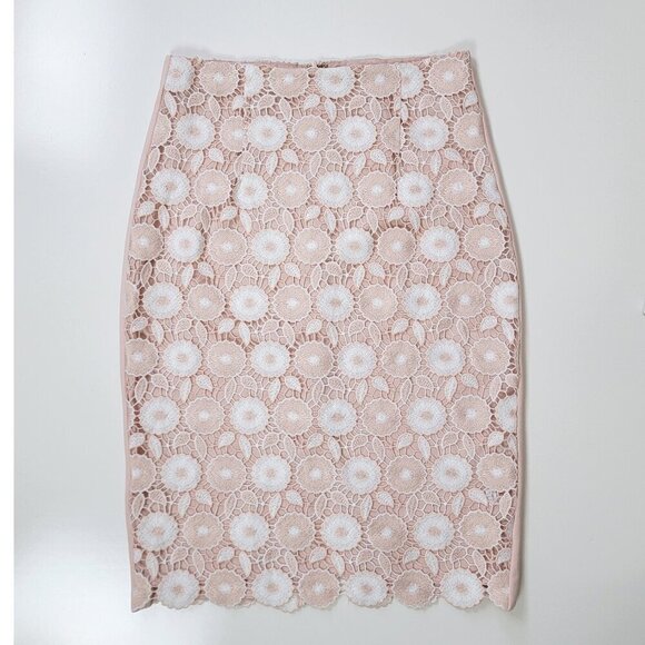 Calvin Klein Embroidered Floral Crochet Pencil Skirt - 4 - Picture 1 of 9